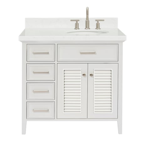 Ariel Kensington 36" Free Standing Single Basin Vanity Set with Cabinet and Quartz Vanity Top White / Carrara White
