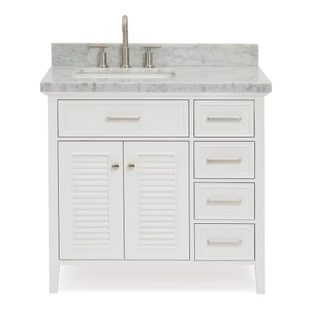 Ariel Kensington 36" Free Standing Single Basin Vanity Set with Wood Cabinet and Marble Vanity Top White