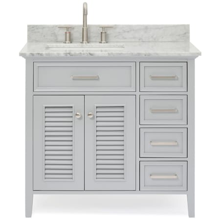 Ariel Kensington 37" Free Standing Single Rectangular Basin Vanity Set with Left Offset Cabinet and 3/4" Thick Carrara Marble Vanity Top Grey