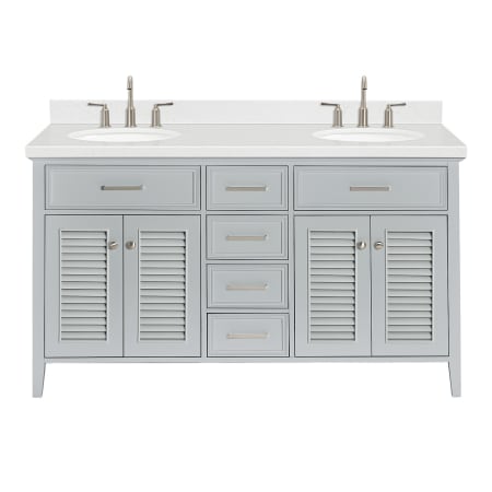 Ariel Kensington 60" Free Standing Double Basin Vanity Set with Cabinet and Quartz Vanity Top Grey / Carrara White