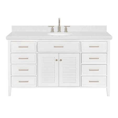 Ariel Kensington 60" Free Standing Single Basin Vanity Set with Cabinet and Quartz Vanity Top White / Carrara White