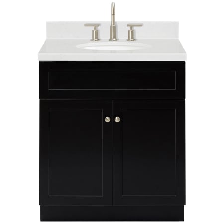 Ariel Hamlet 30" Free Standing Single Basin Vanity Set with Cabinet, Quartz Vanity Top, and Oval Bathroom Sink Black