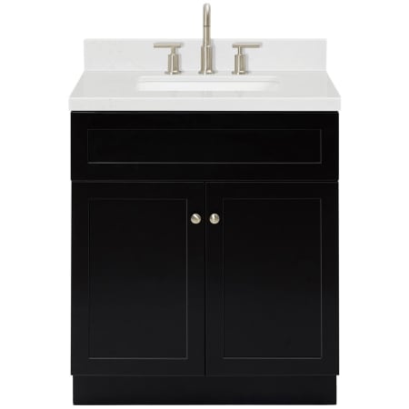 Ariel Hamlet 30" Free Standing Single Basin Vanity Set with Cabinet, Quartz Vanity Top, and Rectangular Bathroom Sink Black