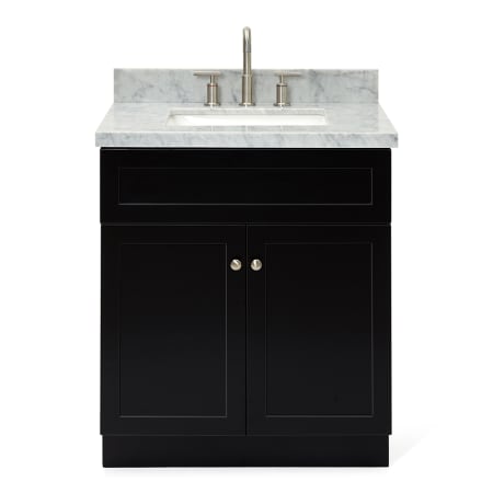 Ariel Hamlet 31" Free Standing Single Basin Vanity Set with Cabinet and Marble Vanity Top Black / Carrara White Top