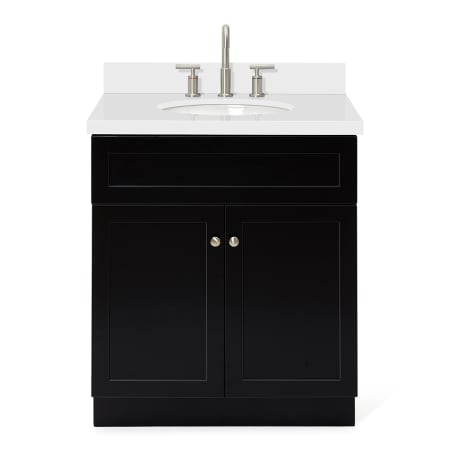 Ariel Hamlet 31" Free Standing Single Basin Vanity Set with Cabinet and Quartz Vanity Top Black / Pure White Top