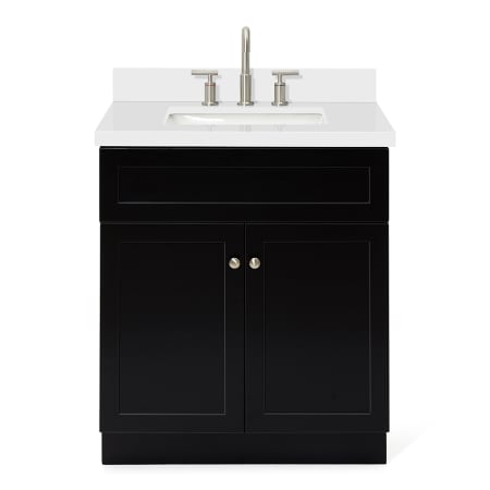 Ariel Hamlet 30" Free Standing Single Basin Vanity Set with Cabinet and Quartz Vanity Top Black / Pure White Top