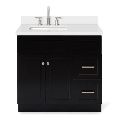 Ariel Hamlet 36" Free Standing Single Basin Vanity Set with Cabinet and Quartz Vanity Top Black / Pure White Top
