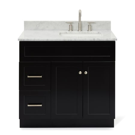 Ariel Hamlet 36" Free Standing Single Basin Vanity Set with Cabinet and Marble Vanity Top Black / Carrara White Top