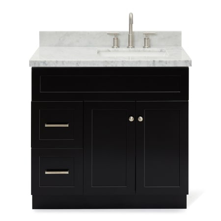 Ariel Hamlet 36" Free Standing Single Basin Vanity Set with Cabinet and Marble Vanity Top Black / Carrara White Top