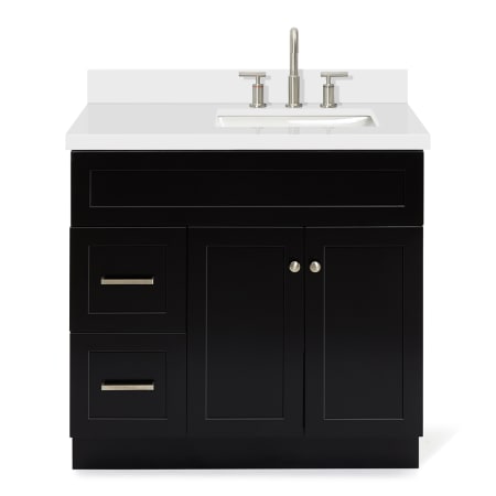 Ariel Hamlet 36" Free Standing Single Basin Vanity Set with Cabinet and Quartz Vanity Top Black / Pure White Top