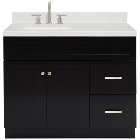 Ariel Hamlet 42" Free Standing Single Basin Vanity Set with Cabinet, Quartz Vanity Top, and Left Offset Rectangular Bathroom Sink Black