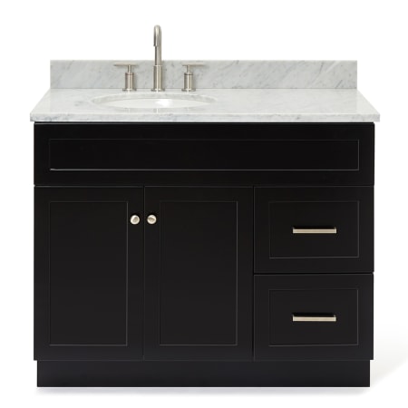 Ariel Hamlet 42" Free Standing Single Basin Vanity Set with Cabinet and Marble Vanity Top Black / Carrara White Top