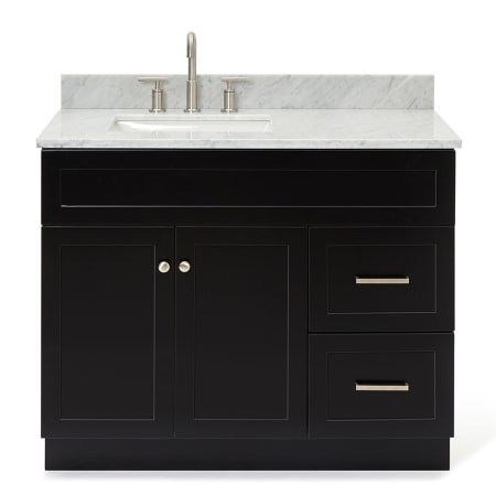 Ariel Hamlet 42" Free Standing Single Basin Vanity Set with Cabinet and Marble Vanity Top Black / Carrara White Top