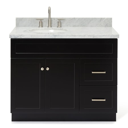Ariel Hamlet 42" Free Standing Single Basin Vanity Set with Cabinet and Marble Vanity Top Black / Carrara White Top