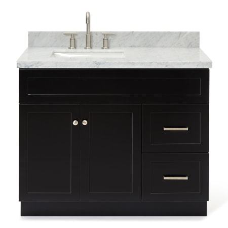 Ariel Hamlet 42" Free Standing Single Basin Vanity Set with Cabinet and Marble Vanity Top Black / Carrara White Top