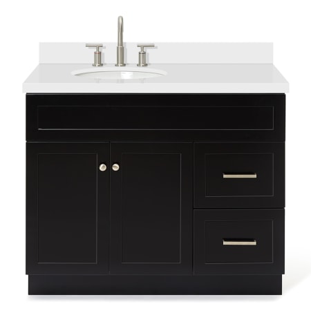 Ariel Hamlet 42" Free Standing Single Basin Vanity Set with Cabinet and Quartz Vanity Top Black / Pure White Top