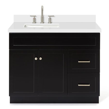 Ariel Hamlet 42" Free Standing Single Basin Vanity Set with Cabinet and Quartz Vanity Top Black / Pure White Top