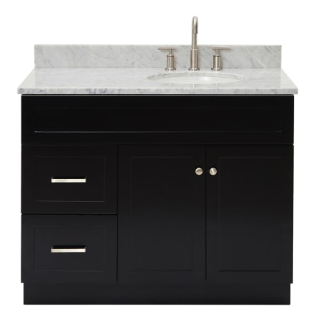 Ariel Hamlet 42" Free Standing Single Basin Vanity Set with Cabinet and Marble Vanity Top Black / Carrara White Top