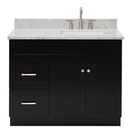 Ariel Hamlet 42" Free Standing Single Basin Vanity Set with Cabinet and Marble Vanity Top Black / Carrara White Top