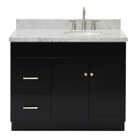 Ariel Hamlet 42" Free Standing Single Basin Vanity Set with Cabinet and Marble Vanity Top Black / Carrara White Top