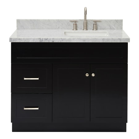 Ariel Hamlet 42" Free Standing Single Basin Vanity Set with Cabinet and Marble Vanity Top Black / Carrara White Top