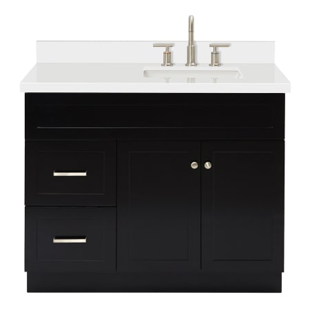 Ariel Hamlet 43" Free Standing Single Basin Vanity Set with Cabinet and Quartz Vanity Top Black / Pure White Top