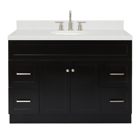 Ariel Hamlet 48" Free Standing Single Basin Vanity Set with Cabinet, Quartz Vanity Top, and Oval Bathroom Sink Black