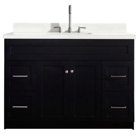 Ariel Hamlet 48" Free Standing Single Basin Vanity Set with Wood Cabinet and Quartz Vanity Top Black