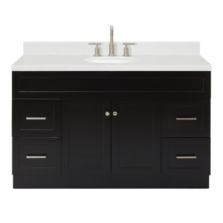 Ariel Hamlet 54" Free Standing Single Basin Vanity Set with Cabinet, Quartz Vanity Top, and Oval Bathroom Sink Black