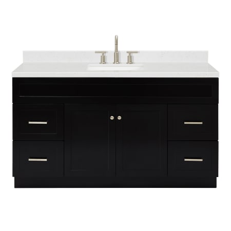 Ariel Hamlet 60" Free Standing Single Basin Vanity Set with Cabinet, Quartz Vanity Top, and Rectangular Bathroom Sink Black