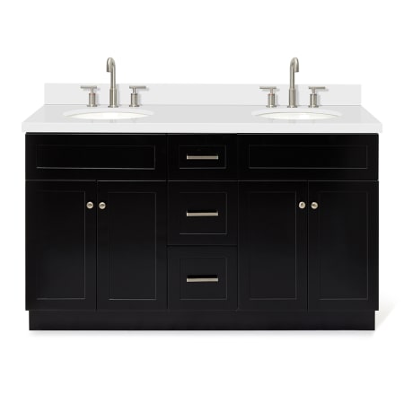 Ariel Hamlet 60" Free Standing Double Basin Vanity Set with Cabinet and Quartz Vanity Top Black / Pure White Top