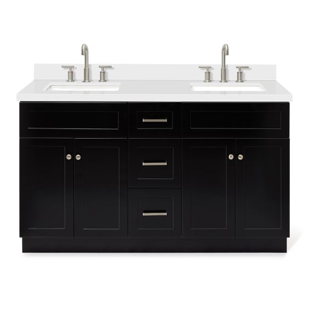 Ariel Hamlet 60" Free Standing Double Basin Vanity Set with Cabinet and Quartz Vanity Top Black / Pure White Top