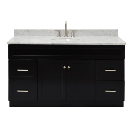Ariel Hamlet 60" Free Standing Single Basin Vanity Set with Cabinet and Marble Vanity Top Black / Carrara White Top
