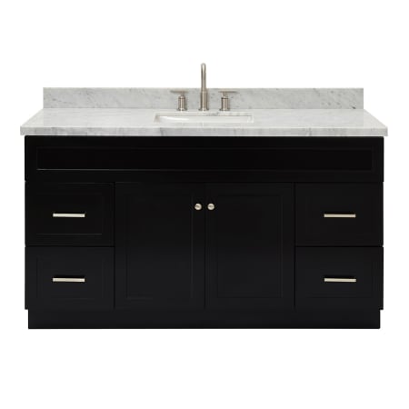Ariel Hamlet 60" Free Standing Single Basin Vanity Set with Cabinet and Marble Vanity Top Black / Carrara White Top