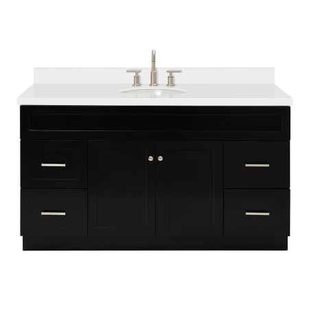 Ariel Hamlet 60" Free Standing Single Basin Vanity Set with Cabinet and Quartz Vanity Top Black / Pure White Top