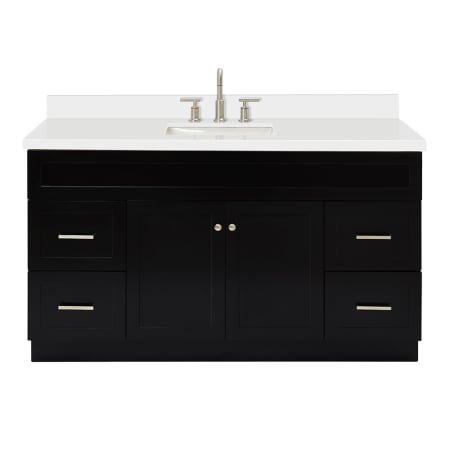 Ariel Hamlet 60" Free Standing Single Basin Vanity Set with Cabinet and Quartz Vanity Top Black / Pure White Top