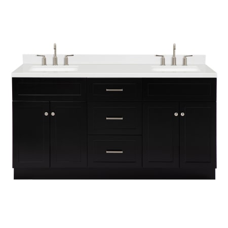 Ariel Hamlet 66" Free Standing Double Basin Vanity Set with Cabinet, Quartz Vanity Top, and Rectangular Bathroom Sinks Black