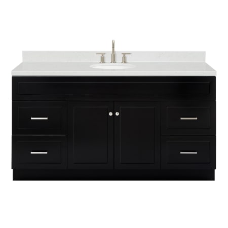 Ariel Hamlet 66" Free Standing Single Basin Vanity Set with Cabinet, Quartz Vanity Top, and Oval Bathroom Sink Black