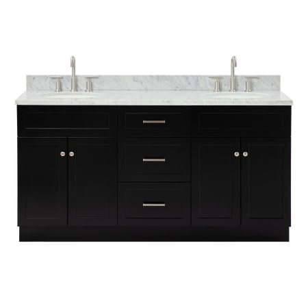 Ariel Hamlet 66" Free Standing Double Basin Vanity Set with Cabinet and Marble Vanity Top Black