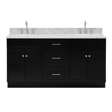 Ariel Hamlet 67" Free Standing Double Basin Vanity Set with Cabinet and Marble Vanity Top Black