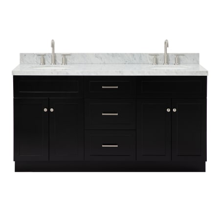 Ariel Hamlet 66" Free Standing Double Basin Vanity Set with Cabinet and Marble Vanity Top Black