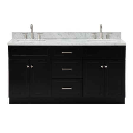 Ariel Hamlet 66" Free Standing Double Basin Vanity Set with Cabinet and Marble Vanity Top Black