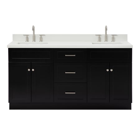 Ariel Hamlet 67" Free Standing Double Basin Vanity Set with Cabinet and Quartz Vanity Top Black