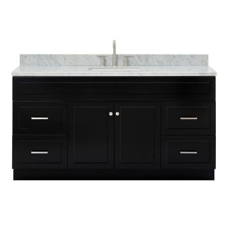 Ariel Hamlet 67" Free Standing Single Basin Vanity Set with Cabinet and Marble Vanity Top Black