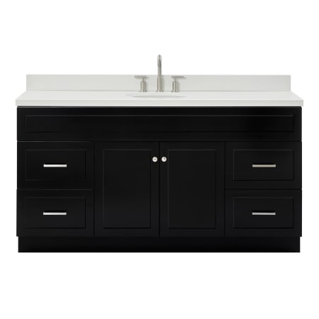 Ariel Hamlet 66" Free Standing Single Basin Vanity Set with Cabinet and Quartz Vanity Top Black