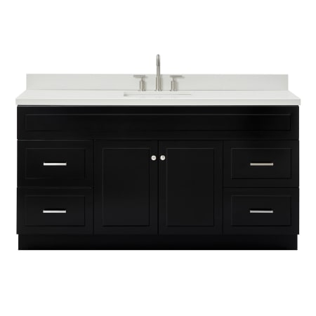 Ariel Hamlet 66" Free Standing Single Basin Vanity Set with Cabinet and Quartz Vanity Top Black