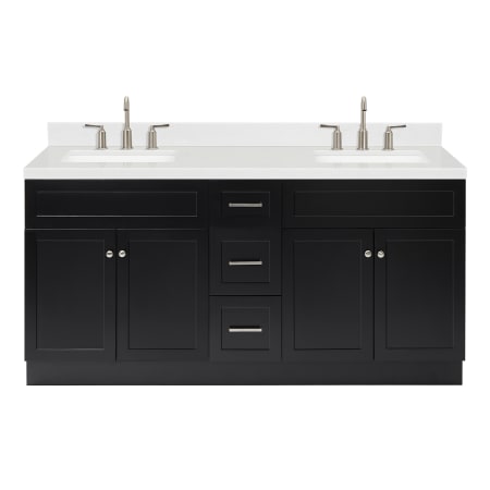 Ariel Hamlet 72" Free Standing Double Basin Vanity Set with Cabinet, Quartz Vanity Top, and Rectangular Bathroom Sinks Black