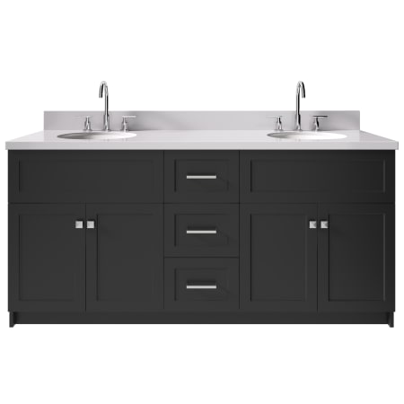 Ariel Hamlet 72" Free Standing Double Basin Vanity Set with Cabinet and Quartz Vanity Top Black