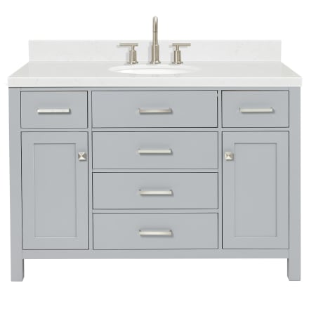 Ariel Bristol 48" Free Standing Single Basin Vanity Set with Cabinet, Quartz Vanity Top, and Oval Sink Grey