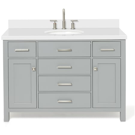 Ariel Bristol 49" Free Standing Single Oval Basin Vanity Set with Cabinet and 1-1/2" Thick Quartz Vanity Top Grey